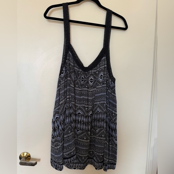 NWOT RDI Blue Print Tank Top with Navy Lace Trim in Size 3X - Picture 1 of 5